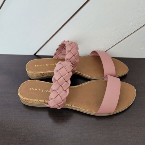 Sun + Stone Shoes - NEW Sun + Stone Easten Peony Women's 10M  Woven Strap Sandals With Cork Sole